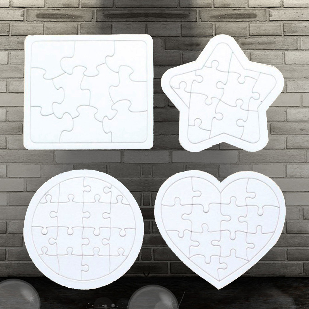 4枚組ブランクジグソーパズル 子供用クリエイティブ学習ツール - Puzzle Blank White のレビューと価格